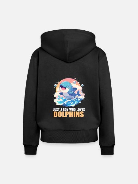 Dolphin Delfine Delfin - Frauen Premium Bio Zip Hoodie - Schwarz