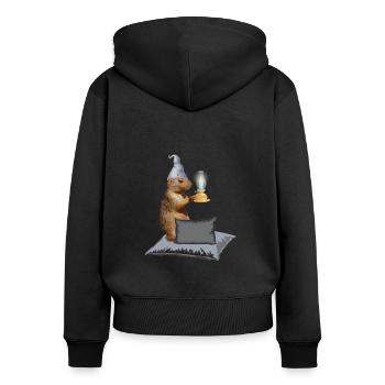 Gute Nacht Nachthemd Schlafanzug Pyjama - Frauen Premium Bio Zip Hoodie - Schwarz - Hinten - Julia (174cm)