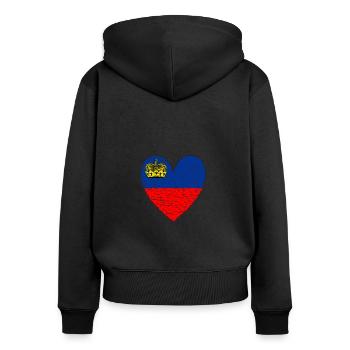 Liechtenstein Drapeau Coeur Voyage Vacances Alpes - Sweat à capuche zippé Premium bio Femme - noir - Dos - Julia (174cm)