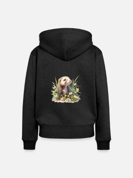 Ferret Frettchen - Frauen Premium Bio Zip Hoodie - Schwarz
