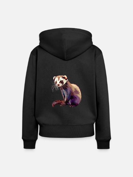 Ferret Frettchen - Frauen Premium Bio Zip Hoodie - Schwarz