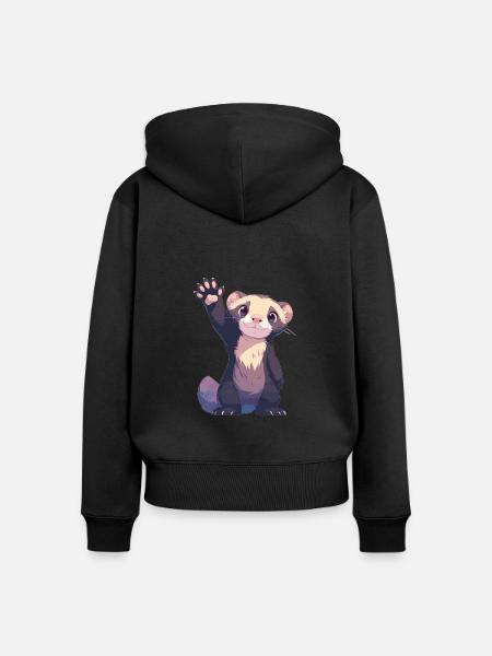 Ferret Frettchen - Frauen Premium Bio Zip Hoodie - Schwarz