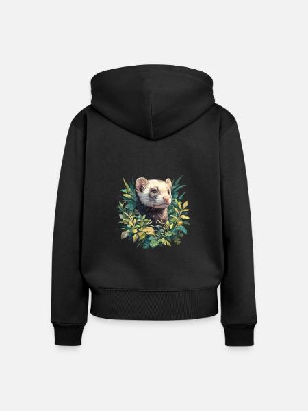 Ferret Frettchen - Frauen Premium Bio Zip Hoodie - Schwarz