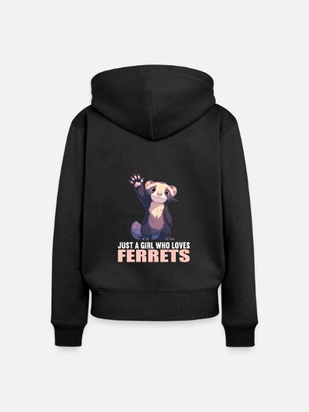 Ferret Frettchen - Frauen Premium Bio Zip Hoodie - Schwarz