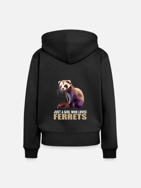 Ferret Frettchen - Frauen Premium Bio Zip Hoodie - Schwarz