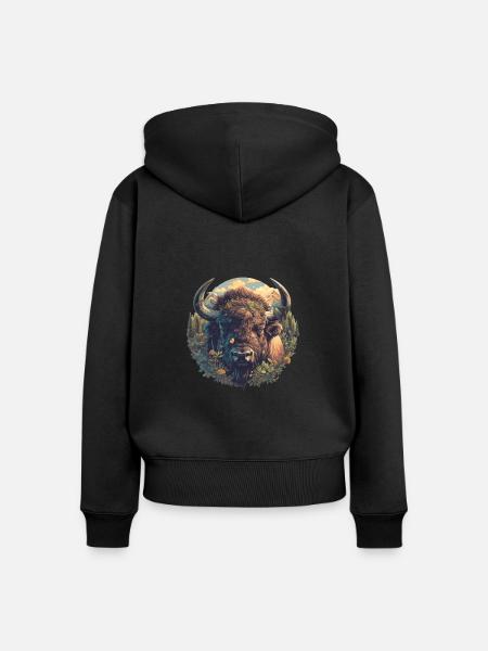 Bisons Bison - Frauen Premium Bio Zip Hoodie - Schwarz