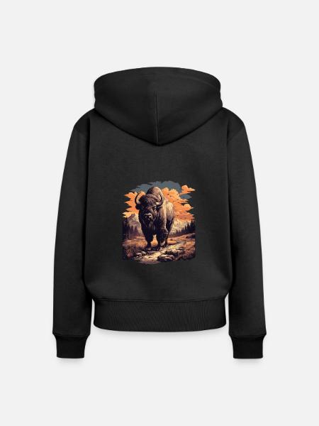Bisons Bison - Frauen Premium Bio Zip Hoodie - Schwarz