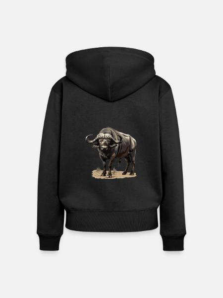 Buffalos Buffalo Büffel - Frauen Premium Bio Zip Hoodie - Schwarz
