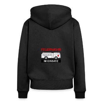 Fire brigade in action Firefighter funny saying - Women's Premium Organic Zip Hoodie - black - Back - Julia (174cm)