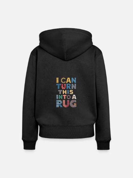 Diy-teppich Lustiger Teppich Tufting - Frauen Premium Bio Zip Hoodie - Schwarz