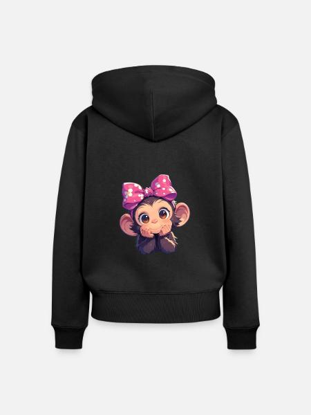 Chimpanzee Schimpansen Schimpanse - Frauen Premium Bio Zip Hoodie - Schwarz