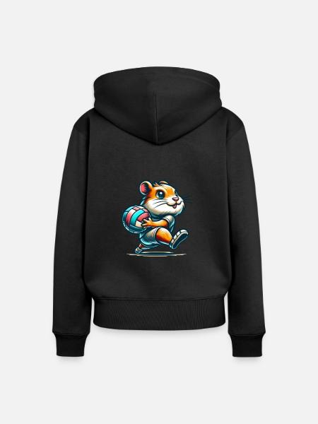 Niedlicher Hamster Mit Volleyball - Frauen Premium Bio Zip Hoodie -