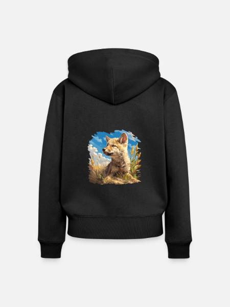 Kojoten Kojote - Frauen Premium Bio Zip Hoodie - Schwarz