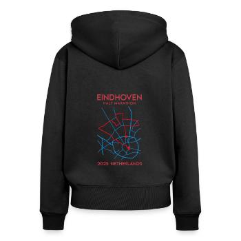 Eindhoven, Halbmarathon – 2025 - Niederlande - Frauen Premium Bio Zip Hoodie - Schwarz - Hinten - Julia (174cm)
