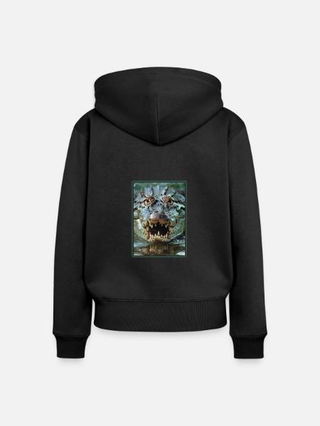 Krokodile Krokodil - Frauen Premium Bio Zip Hoodie - Schwarz