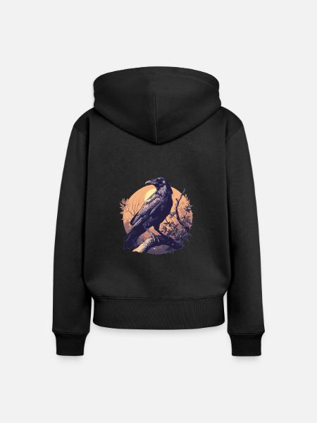 Krähen Krähe - Frauen Premium Bio Zip Hoodie - Schwarz