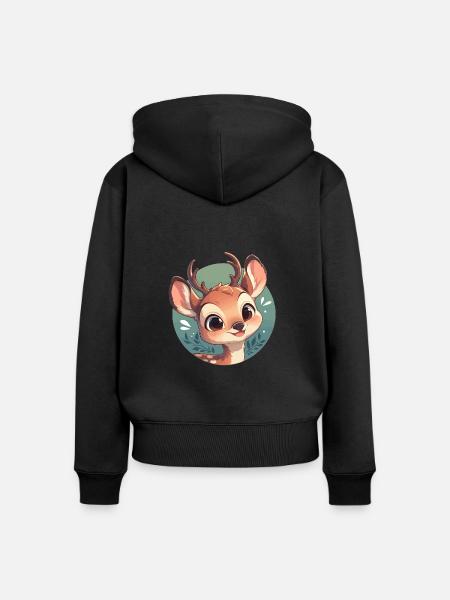 Hirsche Hirsch - Frauen Premium Bio Zip Hoodie - Schwarz