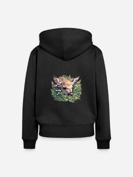 Hirsche Hirsch - Frauen Premium Bio Zip Hoodie - Schwarz