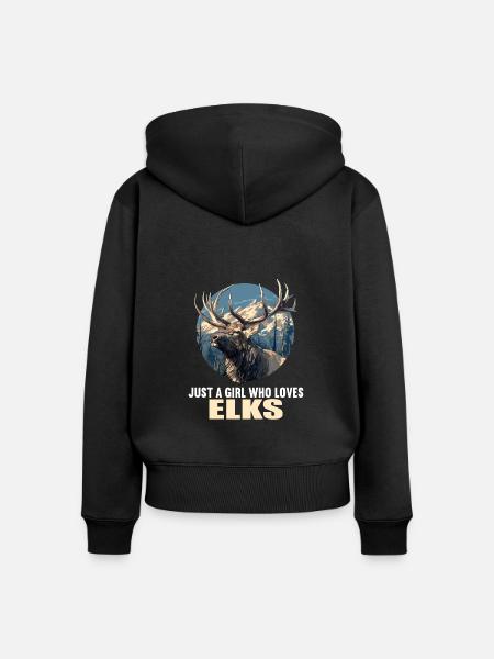 Elche Elch - Frauen Premium Bio Zip Hoodie - Schwarz