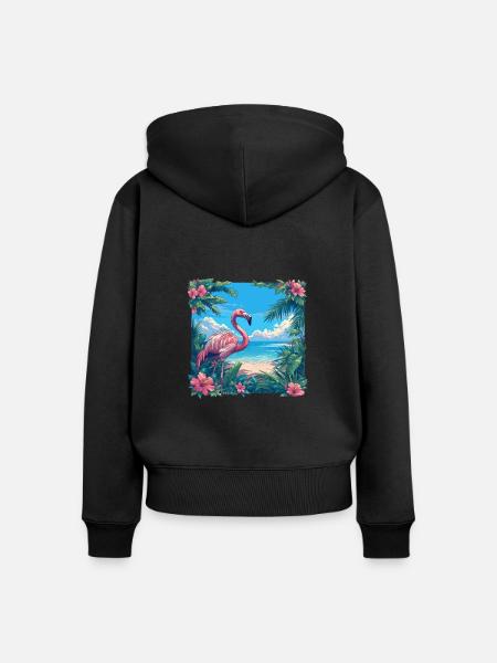 Flamingos Flamingo - Frauen Premium Bio Zip Hoodie - Schwarz