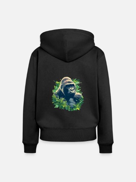 Gorillas Gorilla - Frauen Premium Bio Zip Hoodie - Schwarz