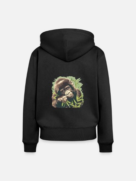 Gorillas Gorilla - Frauen Premium Bio Zip Hoodie - Schwarz