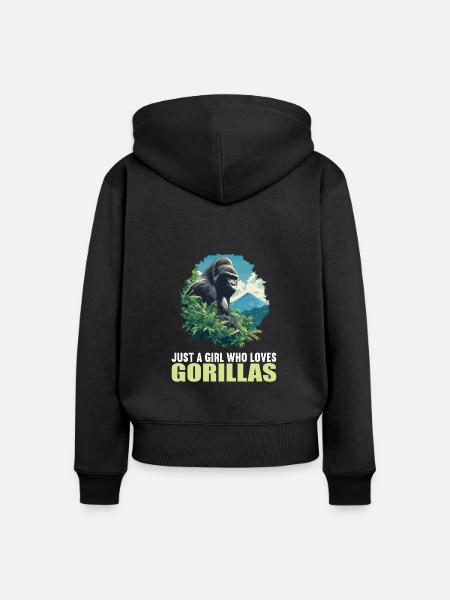 Gorillas Gorilla - Frauen Premium Bio Zip Hoodie - Schwarz