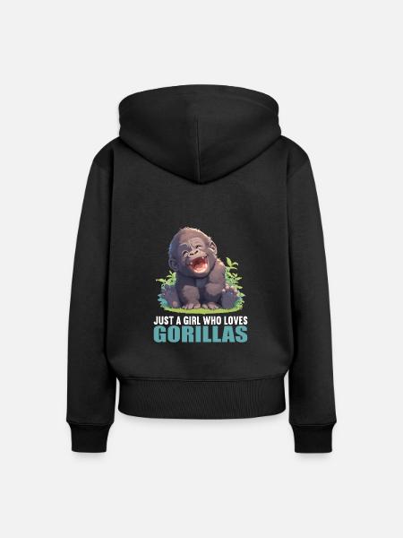 Gorillas Gorilla - Frauen Premium Bio Zip Hoodie - Schwarz