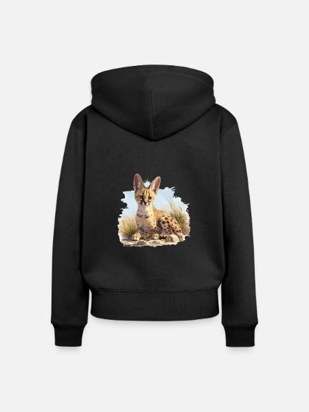 Servale Serval - Frauen Premium Bio Zip Hoodie - Schwarz