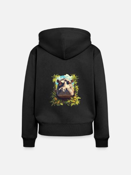 Nilpferd Flußpferd - Frauen Premium Bio Zip Hoodie - Schwarz