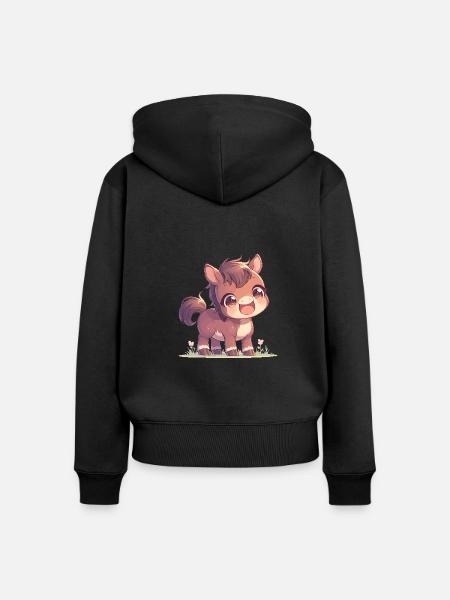 Pferde Pferd - Frauen Premium Bio Zip Hoodie - Schwarz