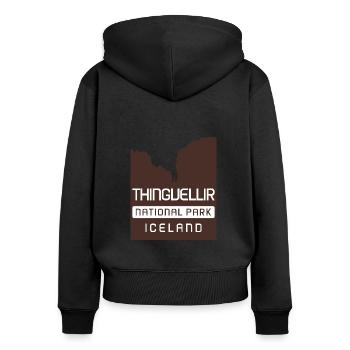 Thingvellir-Nationalpark - Island - Frauen Premium Bio Zip Hoodie - Schwarz - Hinten - Julia (174cm)