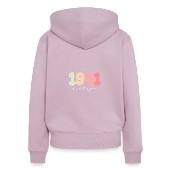 1941 Année de naissance - Sweat à capuche zippé Premium bio Femme - rose poudré - Dos - Julia (174cm)