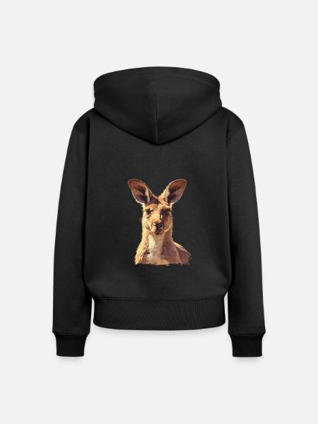Kängurus Känguru - Frauen Premium Bio Zip Hoodie - Schwarz