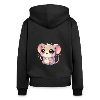 Super Cute Kawaii Baby Mouse - Frauen Premium Bio Zip Hoodie - Schwarz - Hinten - Julia (174cm)