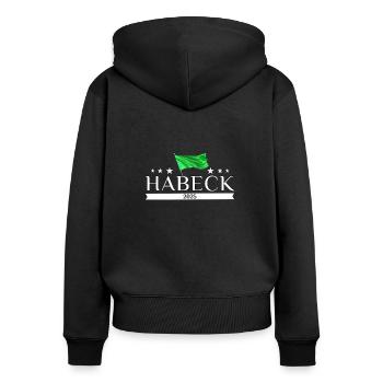 Habeck für Deutschland 2025 - Frauen Premium Bio Zip Hoodie - Schwarz - Hinten - Julia (174cm)
