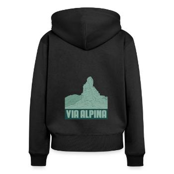 Via Alpina - Sweat à capuche zippé Premium bio Femme - noir - Dos - Julia (174cm)