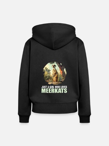 Meerkat Erdmännchen - Frauen Premium Bio Zip Hoodie - Schwarz