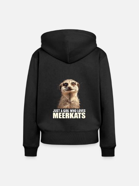 Meerkat Erdmännchen - Frauen Premium Bio Zip Hoodie - Schwarz