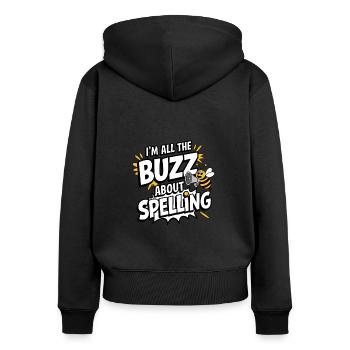 Spelling Bee Champion Word Contest - Women's Premium Organic Zip Hoodie - black - Back - Julia (174cm)