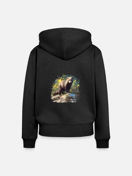 Nerze Nerz - Frauen Premium Bio Zip Hoodie - Schwarz