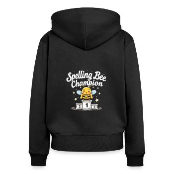 Concours de mots Spelling Bee Champion - Sweat à capuche zippé Premium bio Femme - noir - Dos - Julia (174cm)