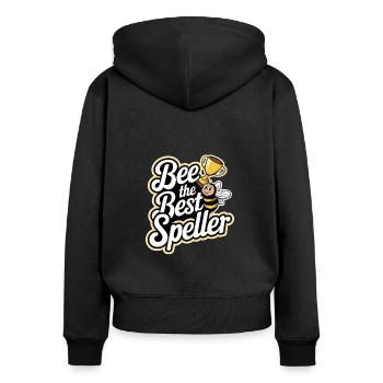 Concours de mots Spelling Bee Champion - Sweat à capuche zippé Premium bio Femme - noir - Dos - Julia (174cm)