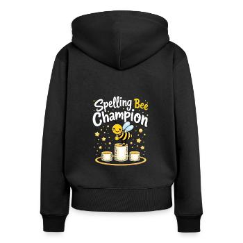 Concours de mots Spelling Bee Champion - Sweat à capuche zippé Premium bio Femme - noir - Dos - Julia (174cm)