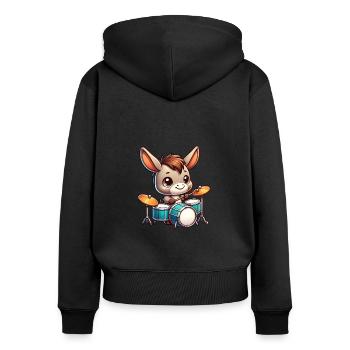 Global - Schwarz ohne Japan Template - Frauen Premium Bio Zip Hoodie - Schwarz - Hinten - Julia (174cm)