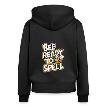 Concours de mots Spelling Bee Champion - Sweat à capuche zippé Premium bio Femme - noir - Dos - Julia (174cm)