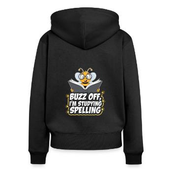 Concours de mots Spelling Bee Champion - Sweat à capuche zippé Premium bio Femme - noir - Dos - Julia (174cm)