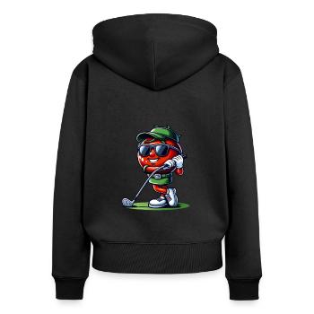 Coole Lustige Golf-tomate Mit Sonnenbrille Und - Frauen Premium Bio Zip Hoodie - Schwarz - Hinten - Julia (174cm)