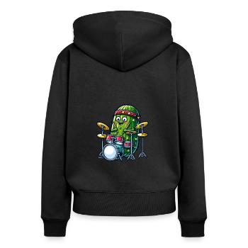 Conception amusante de lecteur de tambours pour les mélomanes - Sweat à capuche zippé Premium bio Femme - noir - Dos - Julia (174cm)