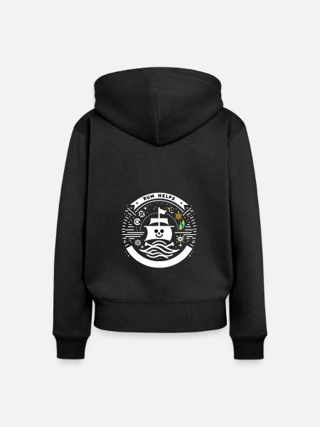 Rum Helps 5 - Frauen Premium Bio Zip Hoodie - Schwarz